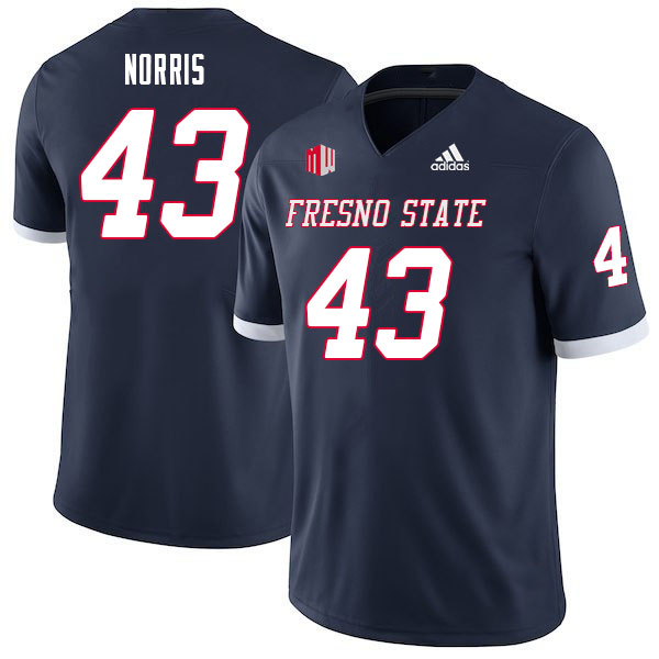 Men-Youth #43 Morice Norris Fresno State Bulldogs College Football Jerseys Sale-Navy